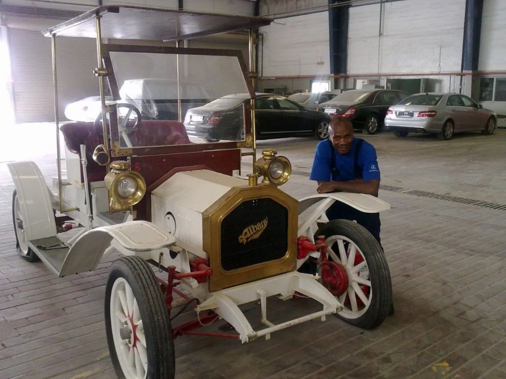 Samuel Ngugi with SLR McLaren at Mercedes-Benz Workshop